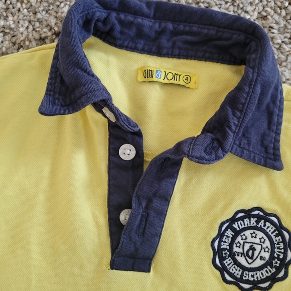 Gimi & Jomy Yellow Long Sleeve Polo Blue Collar 4Y - Picture 2 of 5
